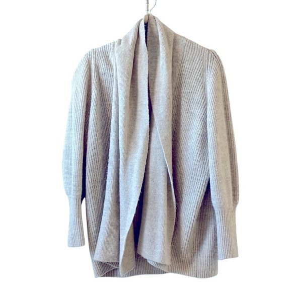 Rachel Parcell Cream Open Front Shawl Collar Cardigan Size XS Oversized - Picture 2 of 6